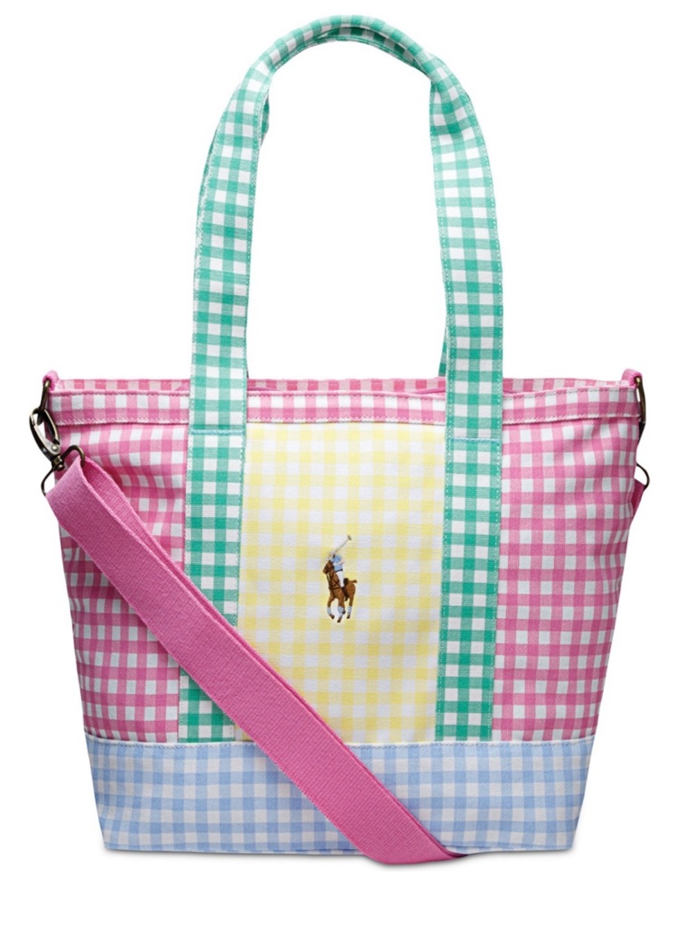 POLO RALPH LAUREN Kids' Gingham Big Pony
Cotton Canvas Tote In Multi